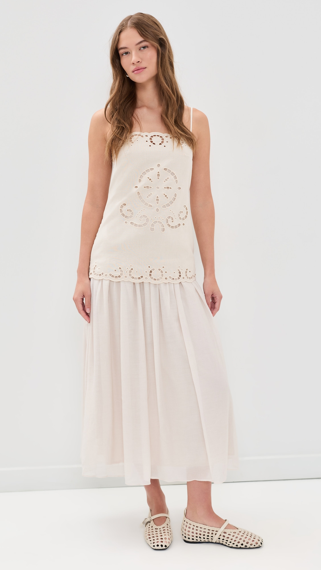 Moon River Spaghetti Strap Tube Top Midi Dress Cream M | Shopbop