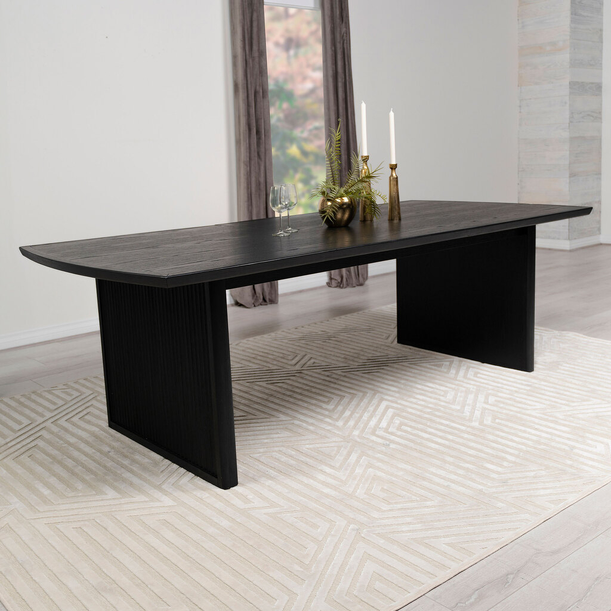 Brookmead Rectangular Dining Table with 18 Inch Removable Extension Leaf Black | 1stopbedrooms