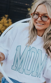 charlie southern: mom block blue corded sweatshirt | RIFFRAFF