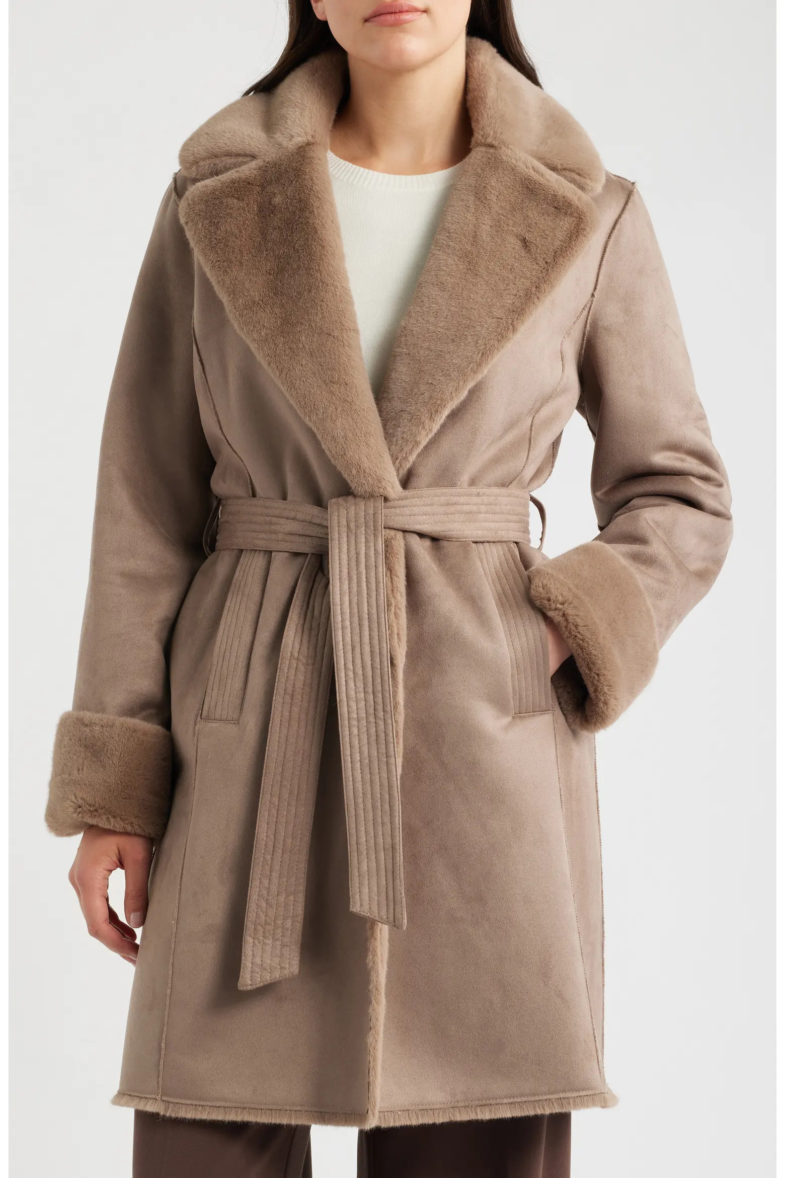 Faux Suede Jacke with Faux Fur Trim (Women) | Nordstrom | Nordstrom