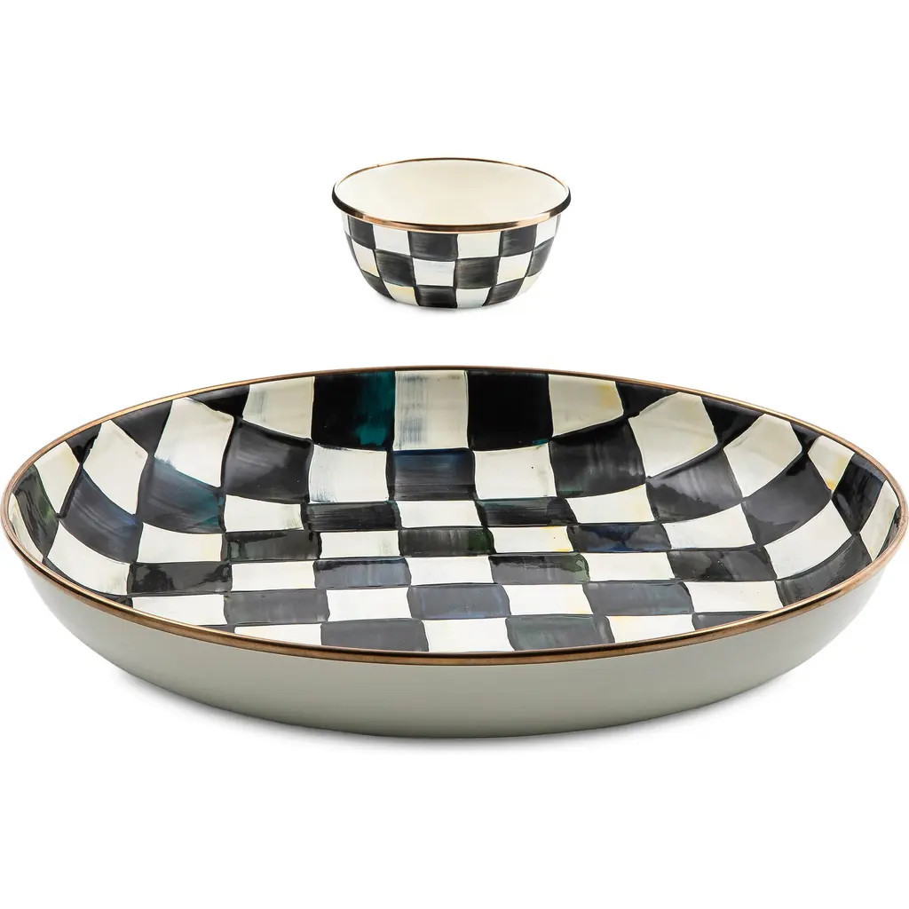 MACKENZIE CHILDS Courtly Check Chip & Dip Set in Black/White at Nordstrom | Nordstrom
