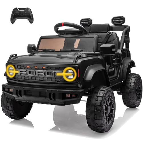 YOFE 12V Ride on Toy for Kids,Ford Bronco Raptor Kids Electric Vehicle Car with Remote Control,12Volt Ride on Truck Toy Car with 4-Wheel Suspension,LED Light,Bluetooth,3 Speeds (1 Seater, 12V, Black) | Amazon (US)