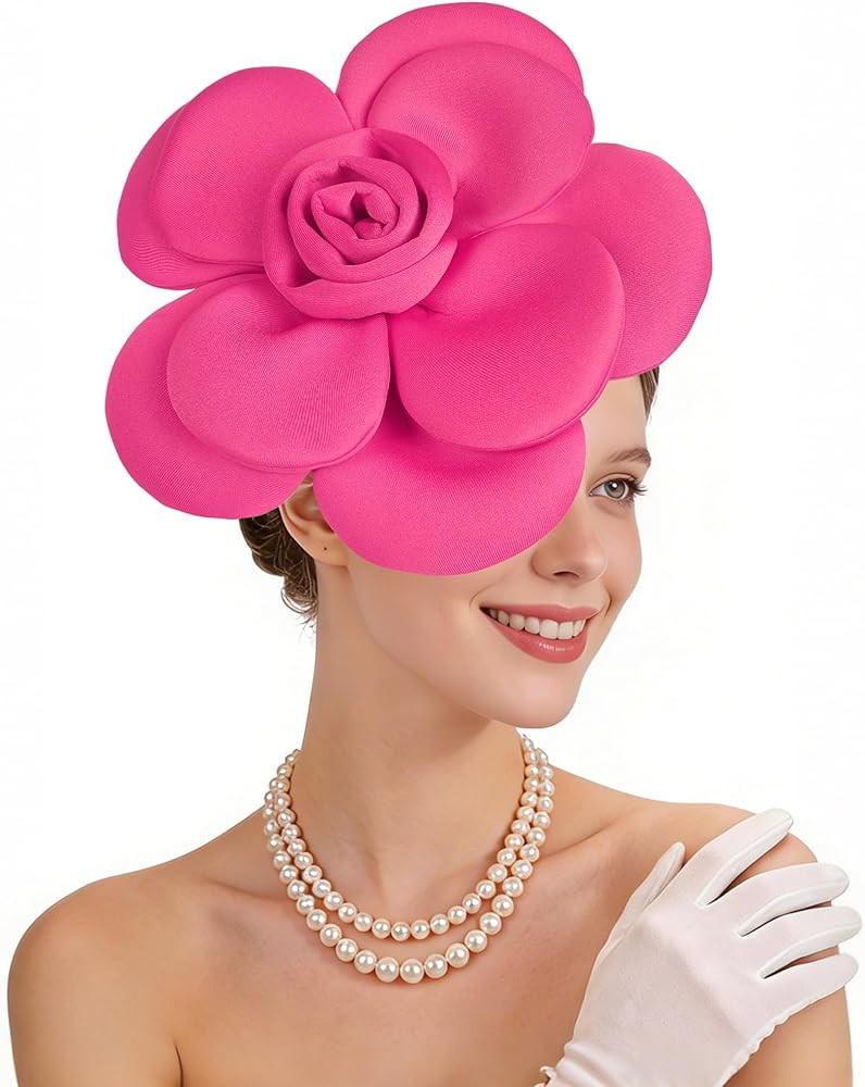 Rose Flower Fascinators Hats - 2026 Elegant Extra Large Fascinator Hat Rose Cocktail Headpiece fo... | Amazon (US)