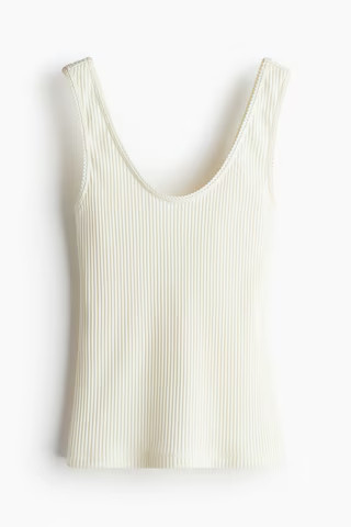 H & M - Ribbed Tank Top - White | H&M (US + CA)