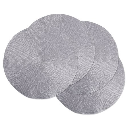 Set of 4 Metallic Silver Colored Round Woven Placemats 15"" x 15 | Walmart (US)