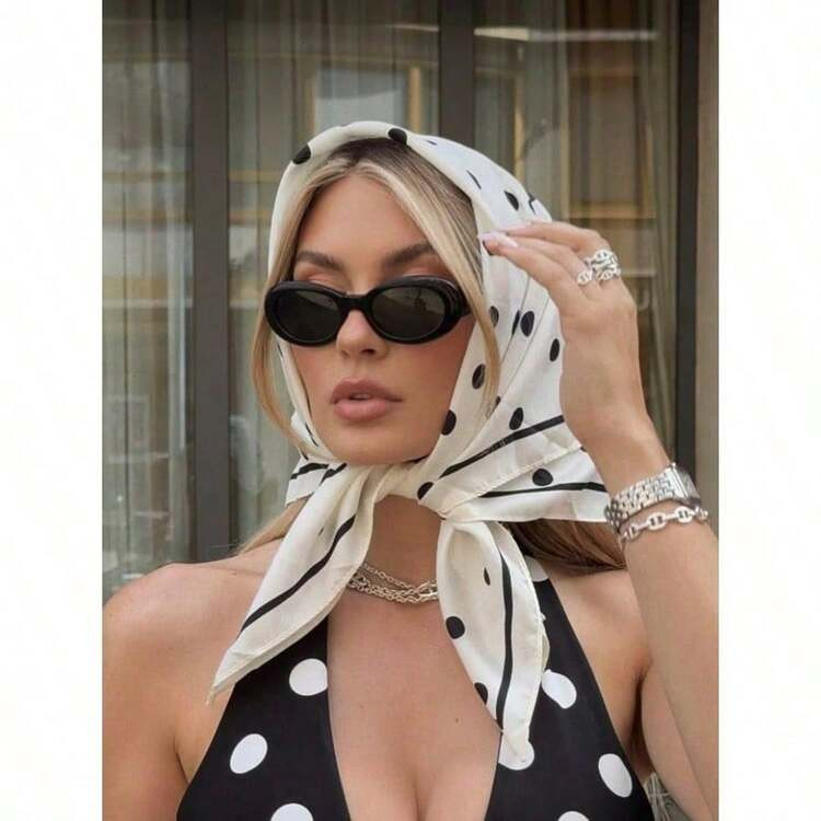 1pc Casual Polka Dot Print 70cm Square Scarf, New Spring/Autumn Bandana For Women, Versatile Wais... | SHEIN