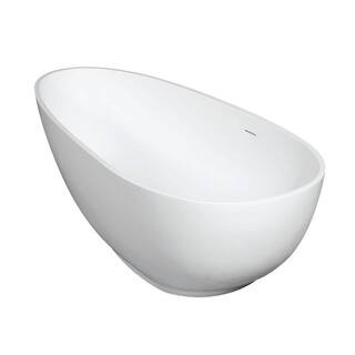 Arcticstone 67 in. Solid Surface Flatbottom Freestanding Bathtub in White | The Home Depot