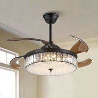 Crystal Ceiling Fan With Light | Fandelier Retractable Dimmable Light Chandelier | Etsy (US)