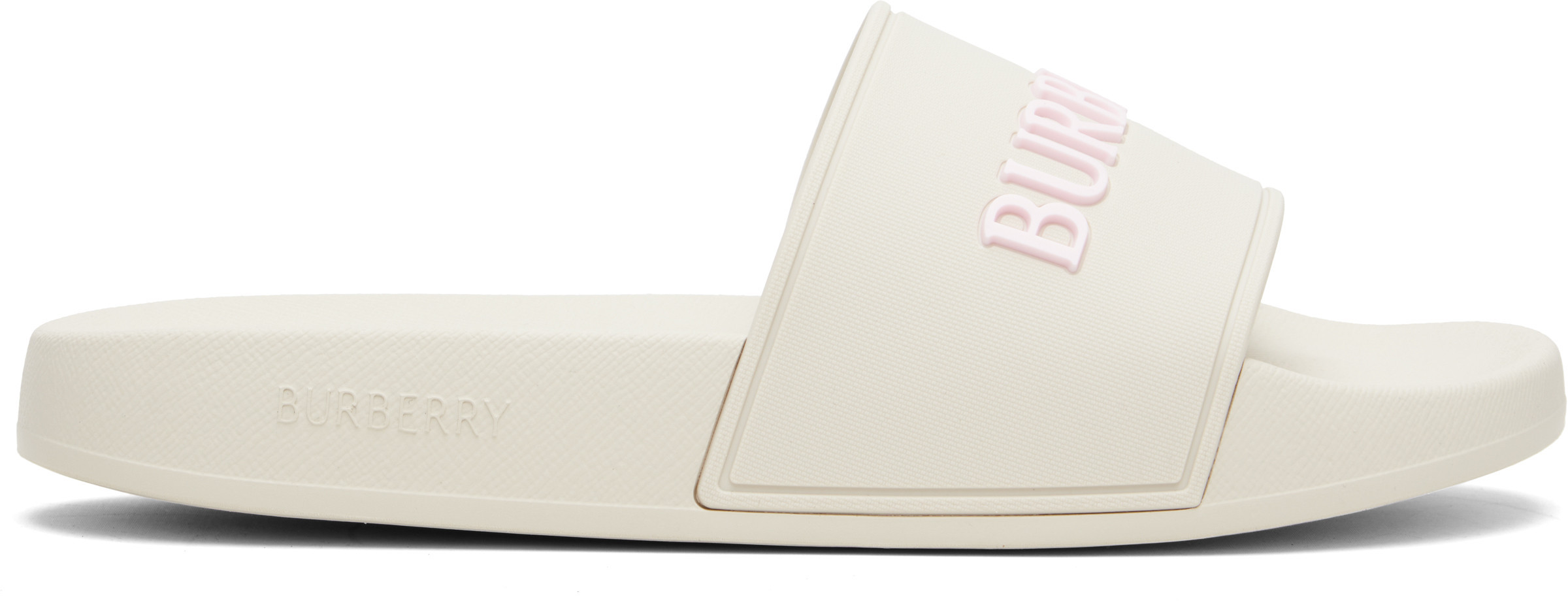 Burberry Beige Logo Slides | SSENSE