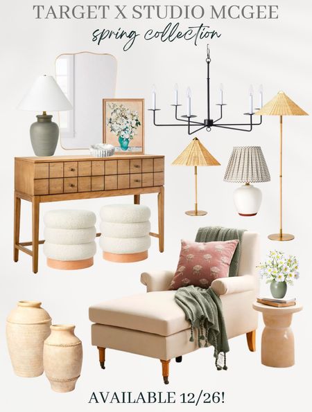 Target studio McGee spring collection, home decor, lighting, console table, chaise lounge, table lamp, floor lamp 

#LTKsalealert #LTKhome #LTKstyletip