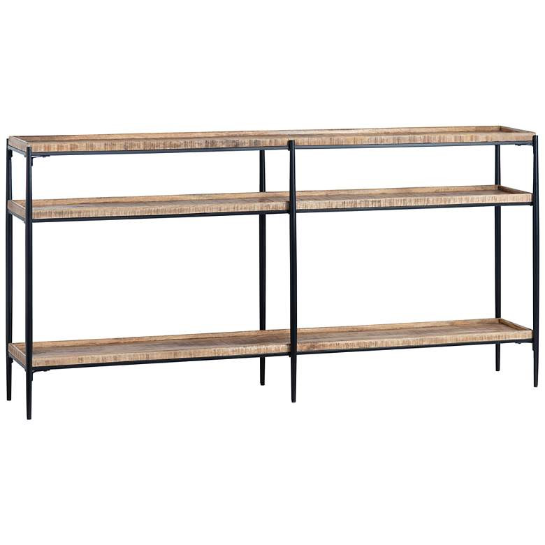 Crestview Collection Washburne 76" Wide Mango Wood Shelf Console Table | Lamps Plus