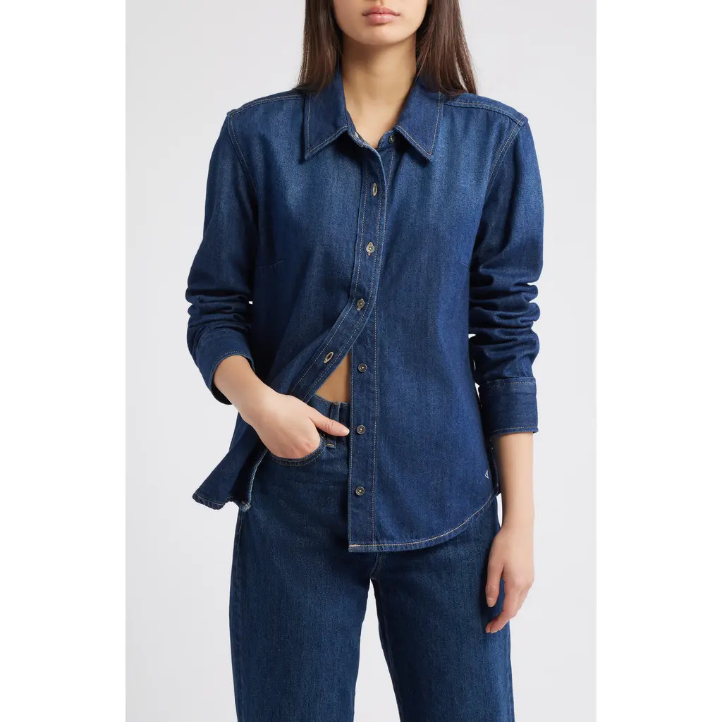 HIDDEN JEANS Classic Fit Denim Button-Up Shirt in Dark at Nordstrom, Size X-Small | Nordstrom