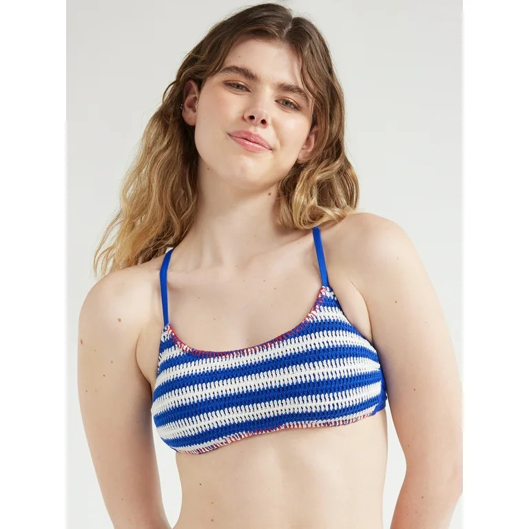 No Boundaries Juniors’ Striped Crochet Bandeau Bikini Top, Sizes S-XL | Walmart (US)