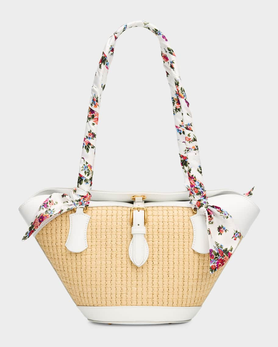 Dolce&Gabbana Floral & Leather-Trim Woven Shoulder Bag | Neiman Marcus