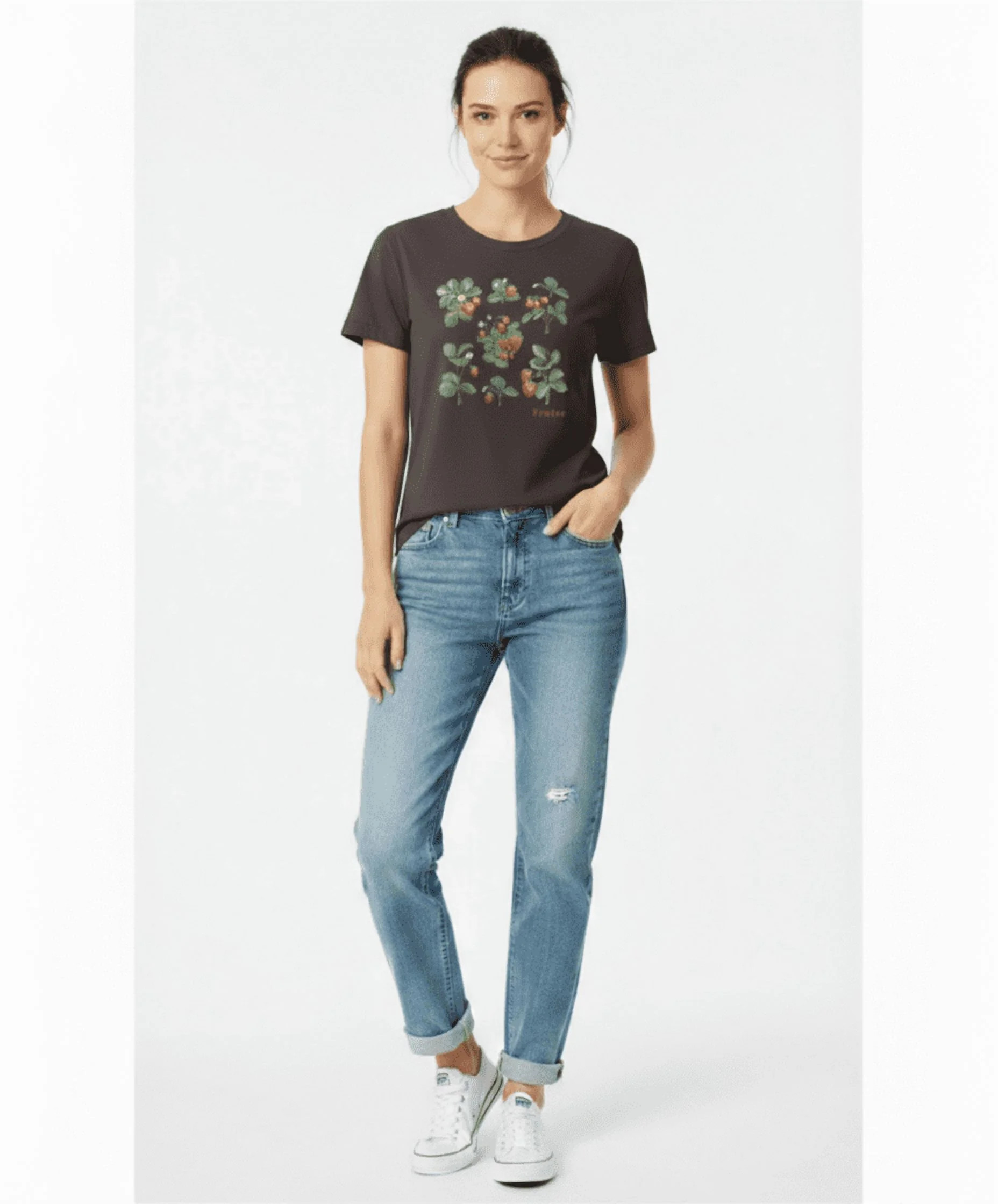 Time and Tru, Ladies' Graphic T-Shirt, Sweet Fruits, Sizes XS-3XL | Walmart (US)