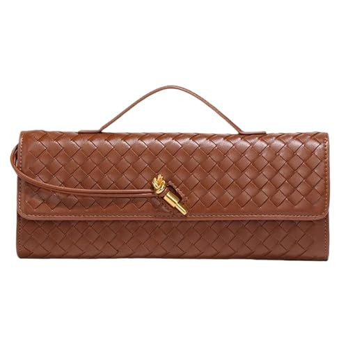 OWGSEE Trendy Evening Woven Crossbody Bags for Women Wedding Purse Shoulder Handbag Clutch Purse with Removable Shoulder Strap(Brown) | Amazon (US)