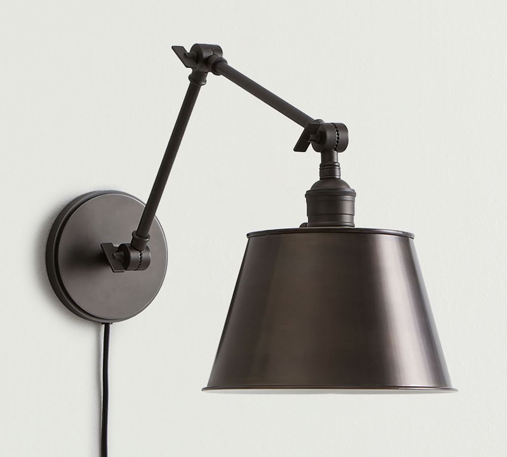 Tapered Metal Shade Plug-In Articulating Sconce | Pottery Barn (US)