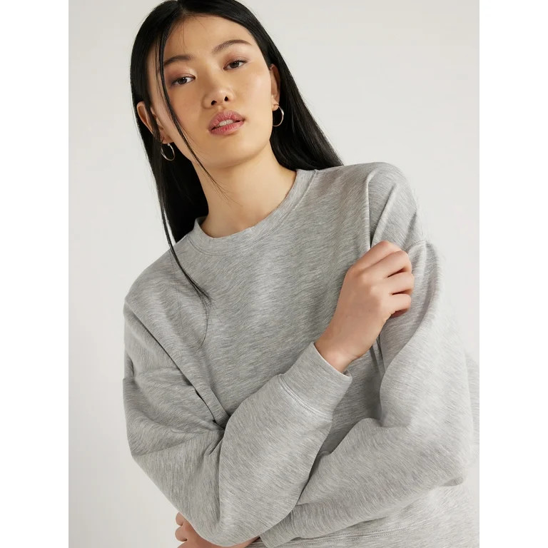 Scoop Women's Ultimate ScubaKnit Cropped Sweatshirt with Drop Sleeves, Size XS-XXL - Walmart.com | Walmart (US)
