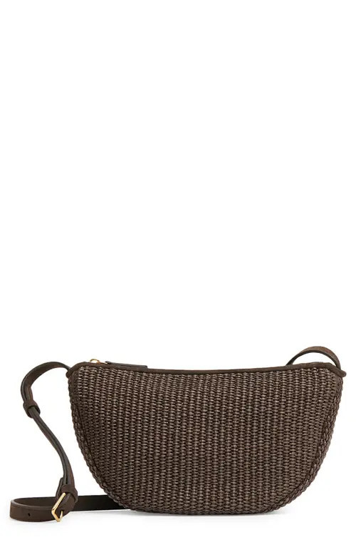 Mansur Gavriel Moon Raffia Sling Bag in Ebony at Nordstrom | Nordstrom
