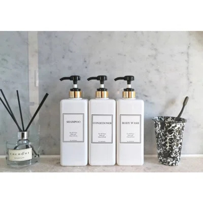 Modern Design Pump Bottle Set 27 Oz Refillable Shampoo And Conditioner Dispenser Empty Shower Plastic Bottles With Pump For Bathroom Lotion Body Wash | Wayfair North America
