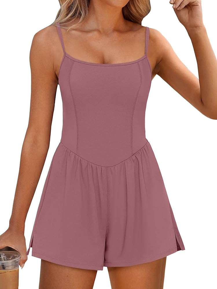 ANRABESS Women Rompers Summer Casual Sleeveless Spaghetti Strap Jumpsuit Built-in Shorts Athletic... | Amazon (US)