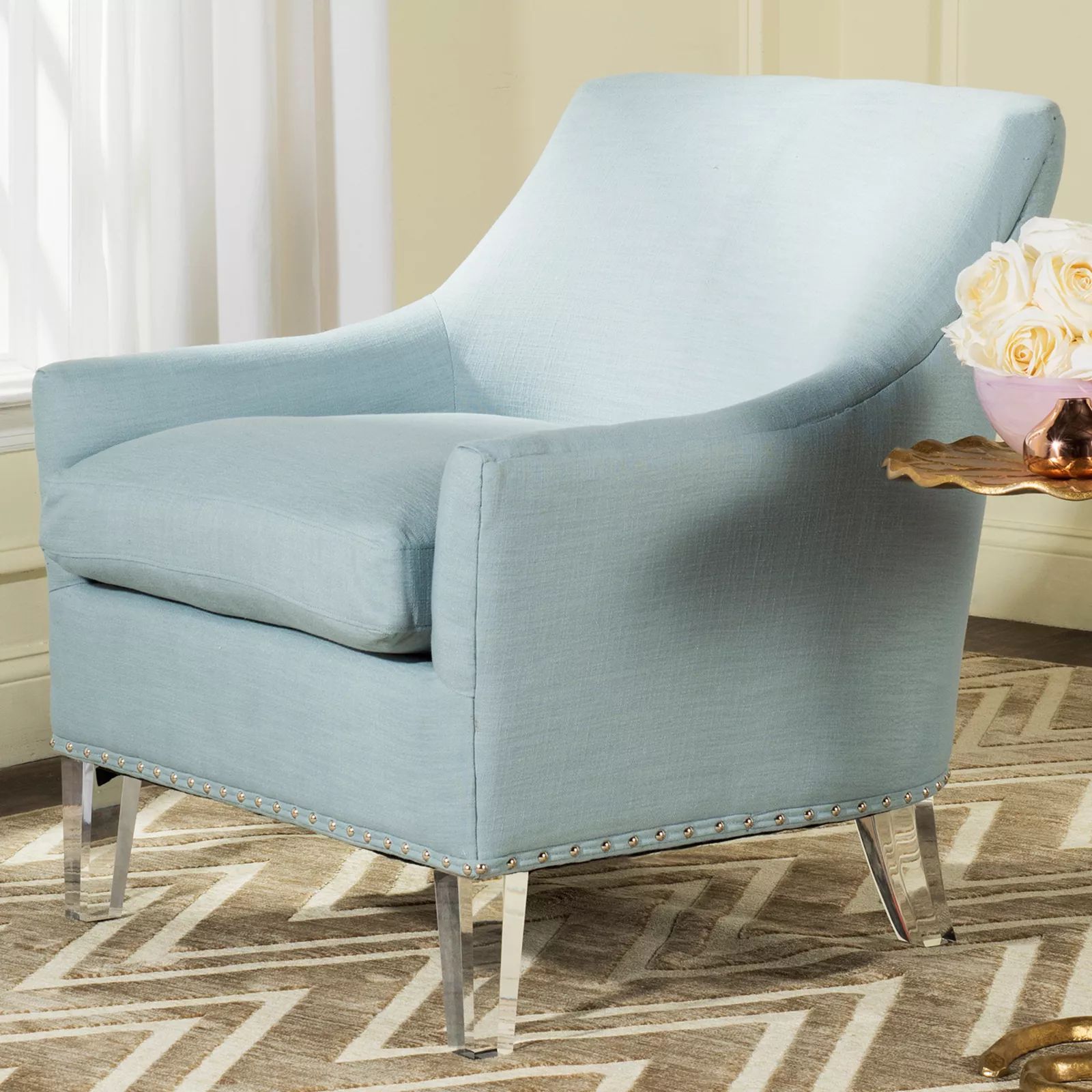 Safavieh Hollywood Glam Sloped Arm Chair, Turquoise/Blue | Kohl's