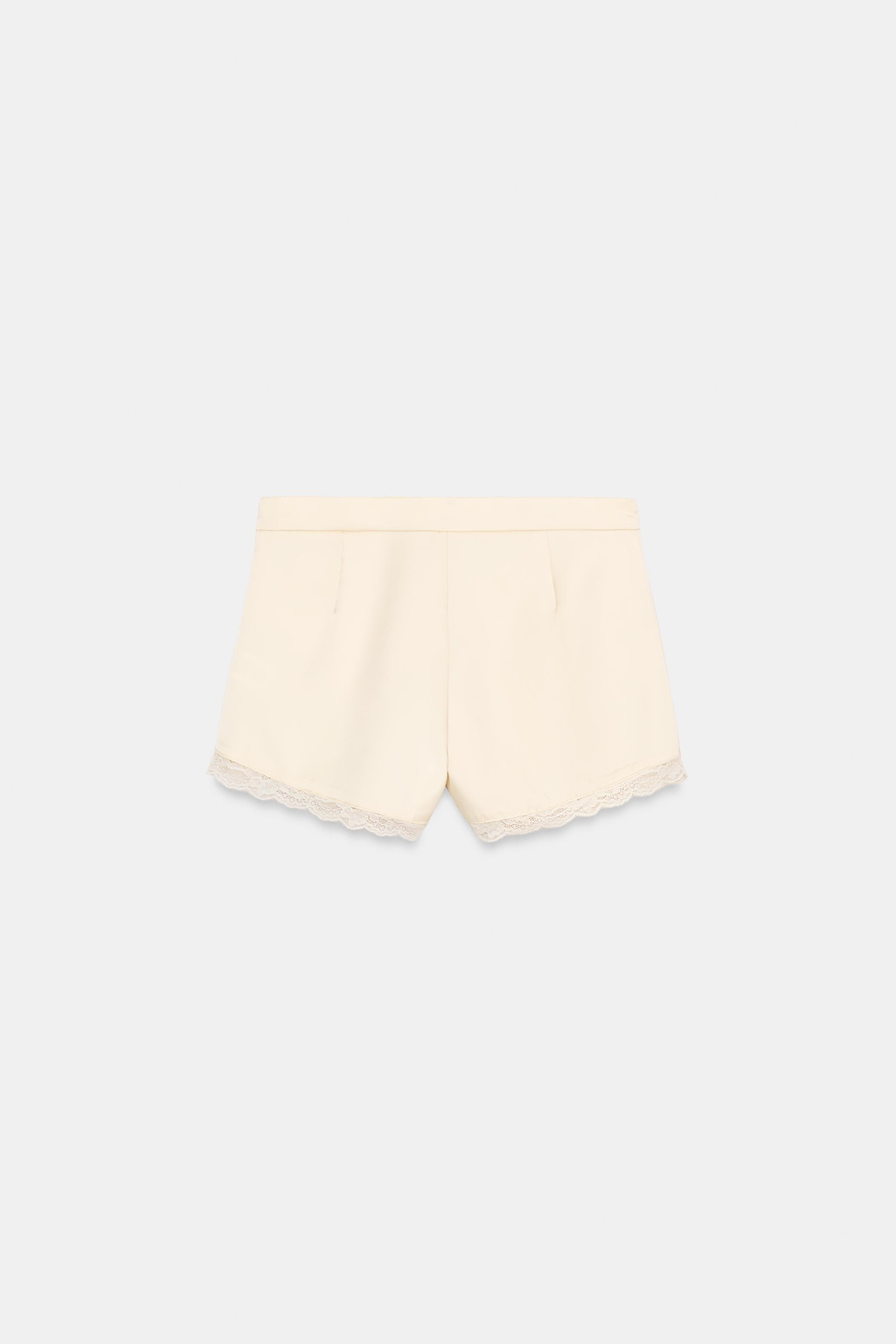 SATIN SHORTS WITH LACE TRIM | Zara UK