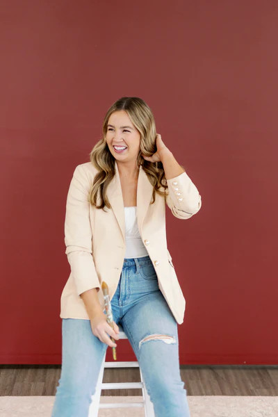 The "I'll Have What She's Having" Cream Boyfriend PWR WMN Blazer Suit Jacket | PWR WMN 