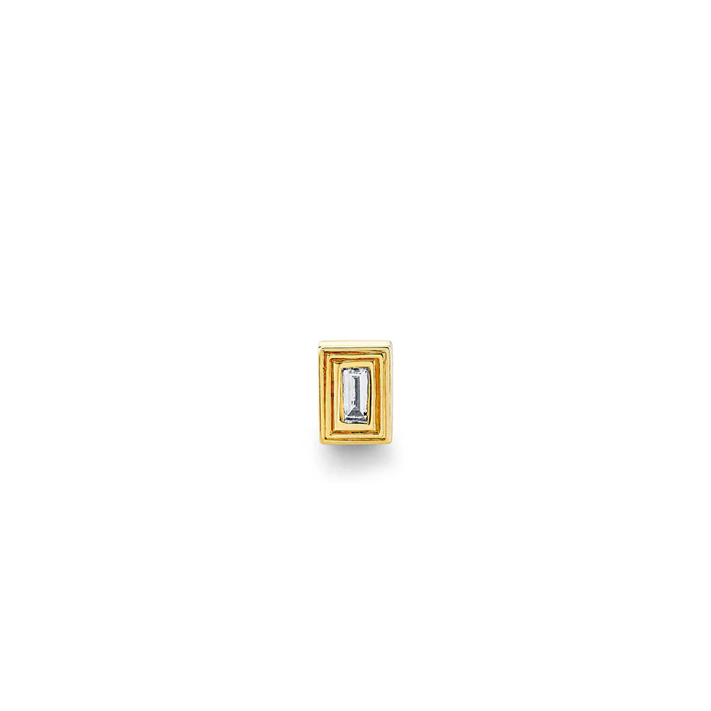 Gold & Diamond Fluted Baguette Stud | Sydney Evan