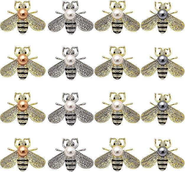 ESIW 16 PCS Honey Bee Brooches Lapel Pins Crystal Insect Themed Bee Brooches for Women | Amazon (US)