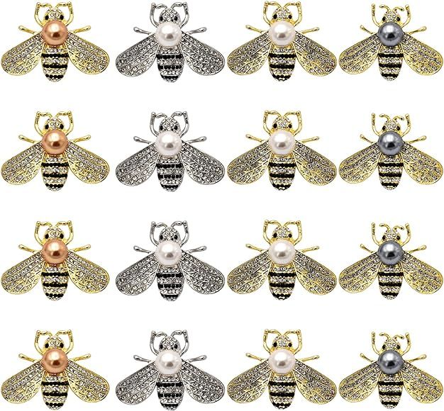 ESIW 16 PCS Honey Bee Brooches Lapel Pins Crystal Insect Themed Bee Brooches for Women | Amazon (US)