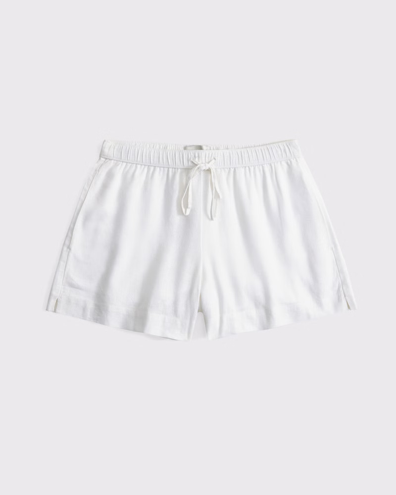 Mid Rise Linen-Blend Pull-On Short | Abercrombie & Fitch (US)
