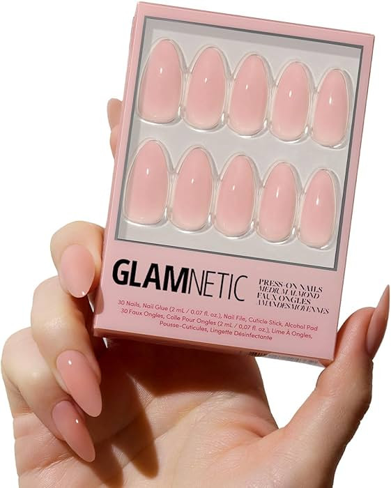 Glamnetic Press On Nails - Sheer Pink | Medium Almond Fake Nails, Sheer Light Pink Neutral, Reusa... | Amazon (US)