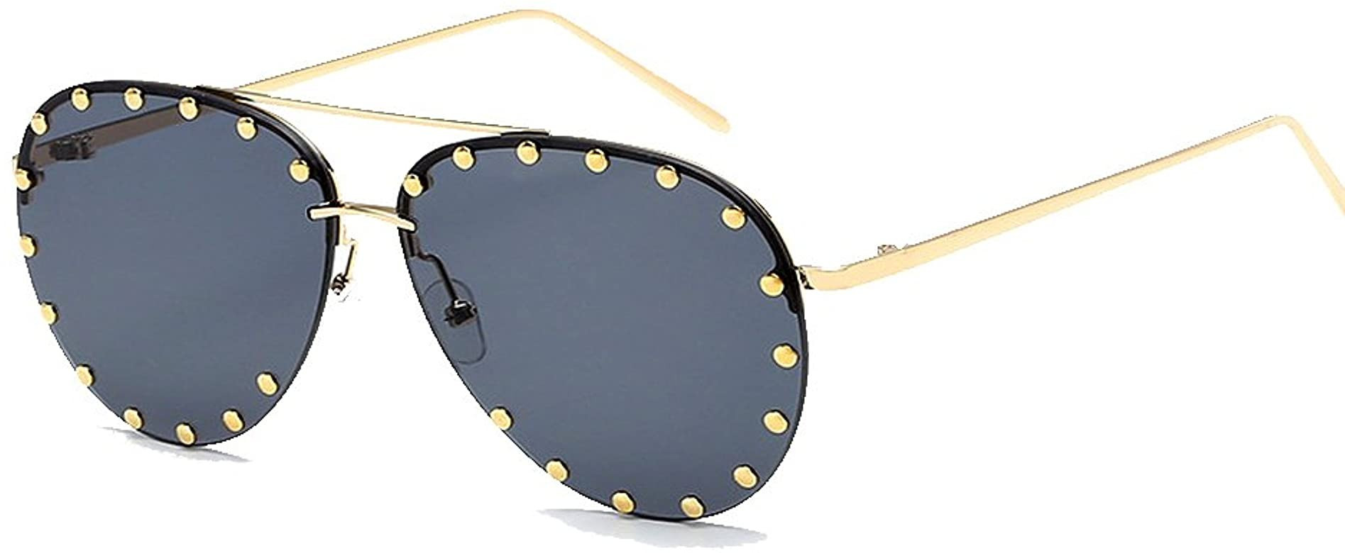 BVAGSS Women Rimless Oversized Studded Sunglasses Gradient Lens Rivet Fashion WS027 | Amazon (US)