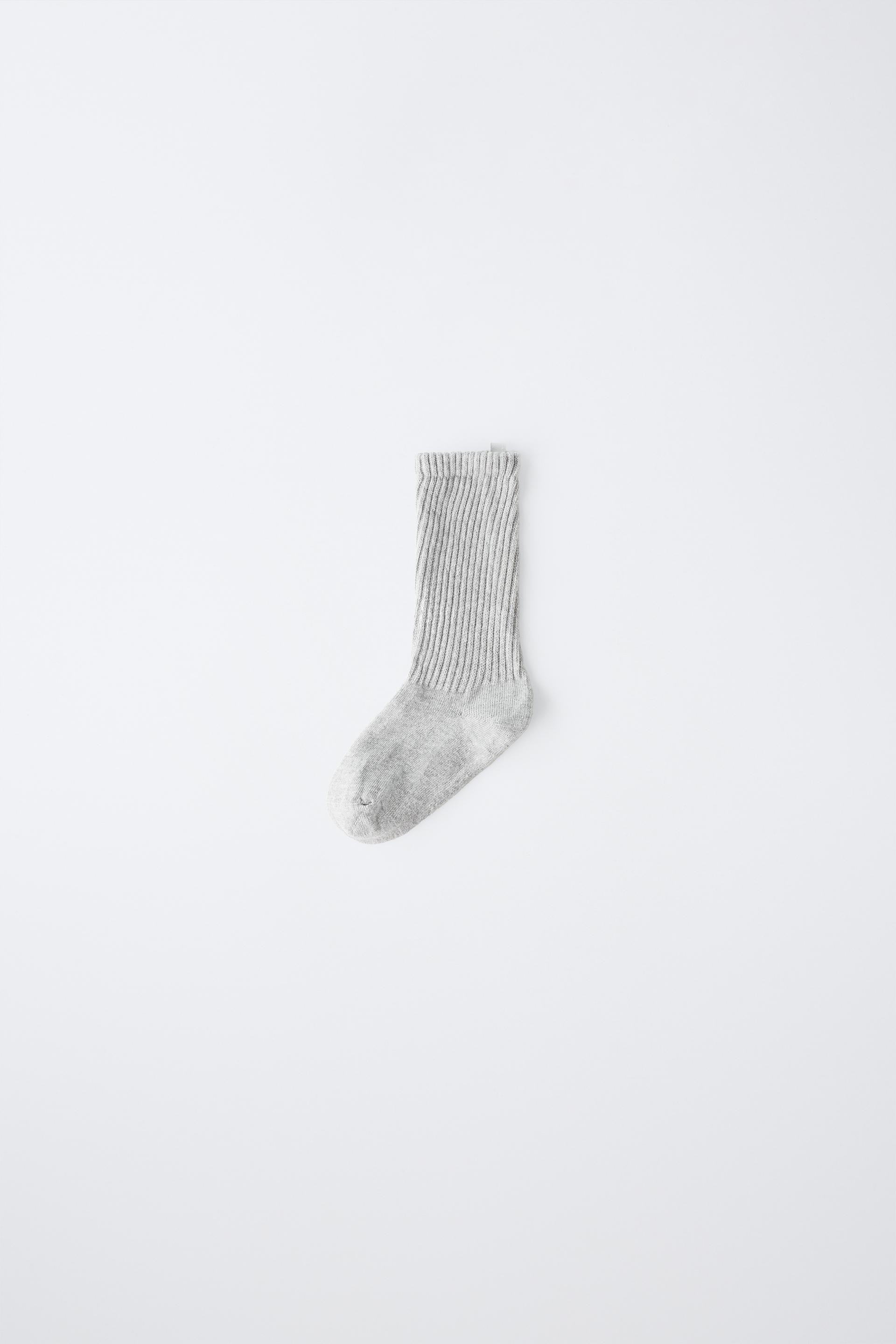 RIBBED MID-CALF SOCKS WITH LABEL | Zara US