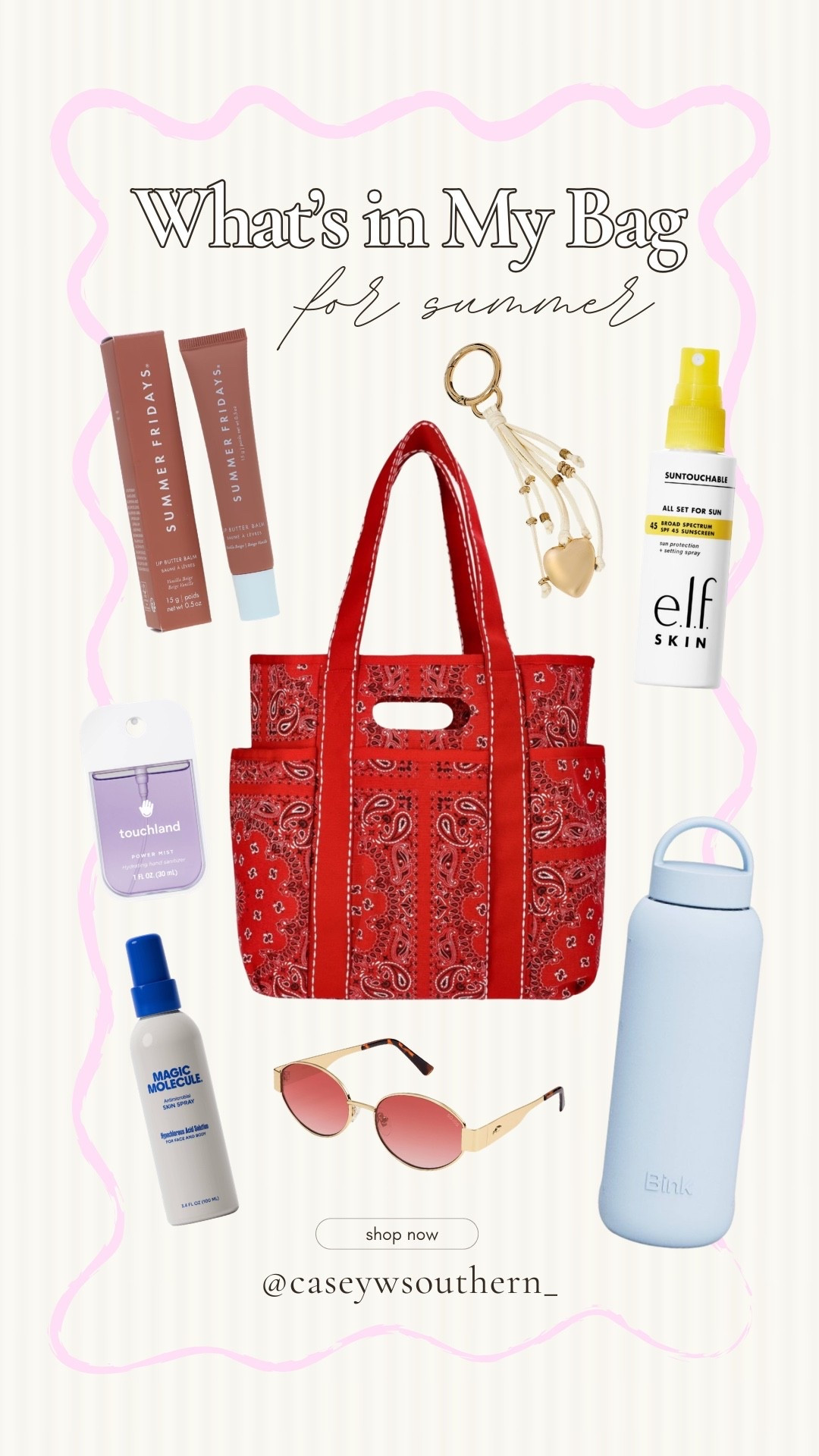 What’s in my summer bag! All the summer essentials: sunscreen, lip balm, and more.

#LTKgrwm #LTKmomlife #LTKdayinmylife
