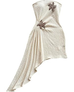 Floerns Women's Summer Sundress Metal Starfish Asymmetrical Hem Tube Beach Vacation Clothes | Amazon (US)