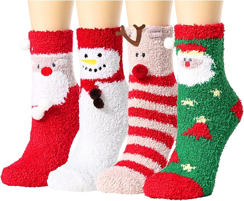 Zmart Fuzzy Socks for Women Girls Colorful Indoors Animal Slipper Socks | Amazon (US)