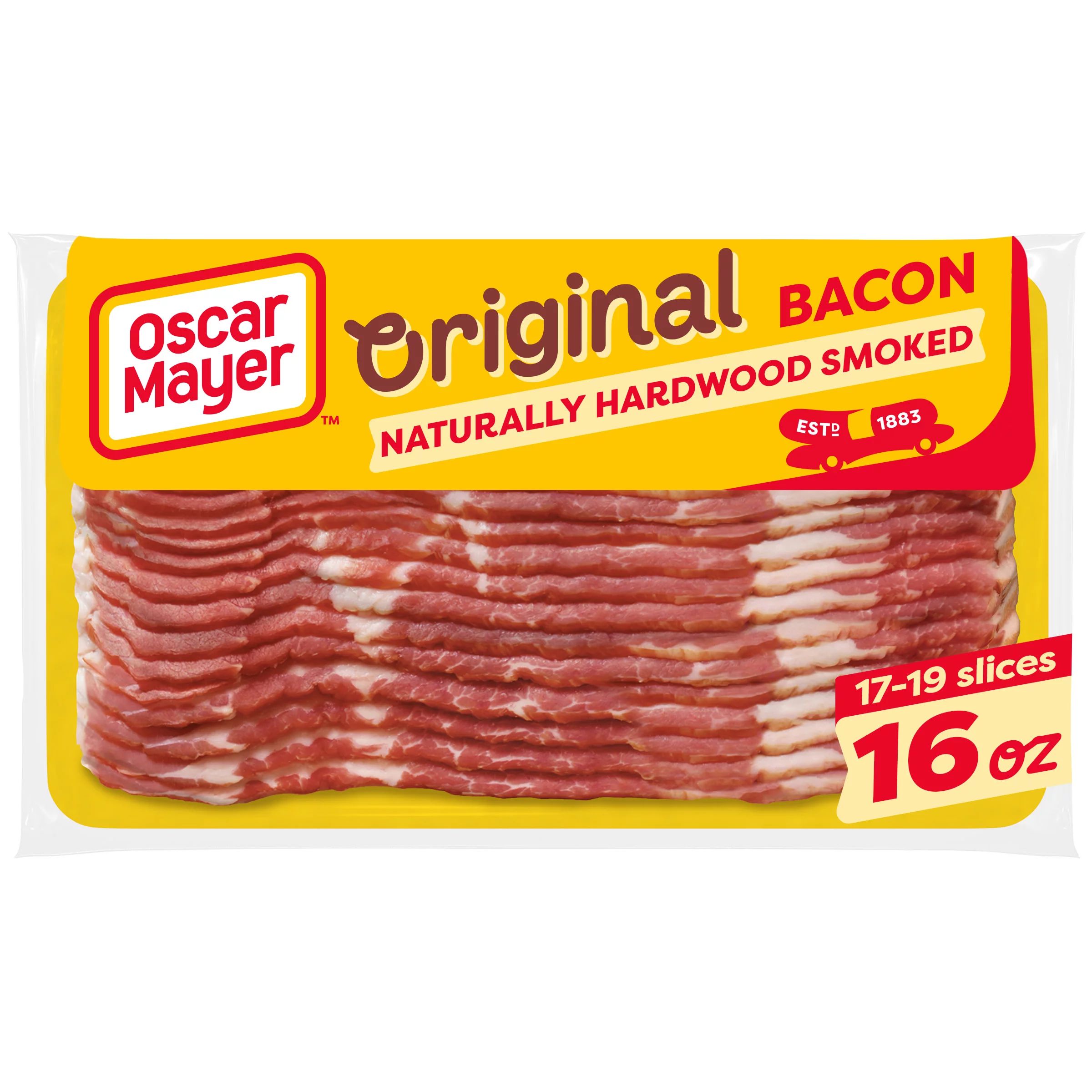 Oscar Mayer Naturally Hardwood Smoked Bacon, 16 oz Pack, 17-19 slices - Walmart.com | Walmart (US)