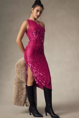 Hutch One-Shoulder Ruched Velvet Dress | Anthropologie (US)
