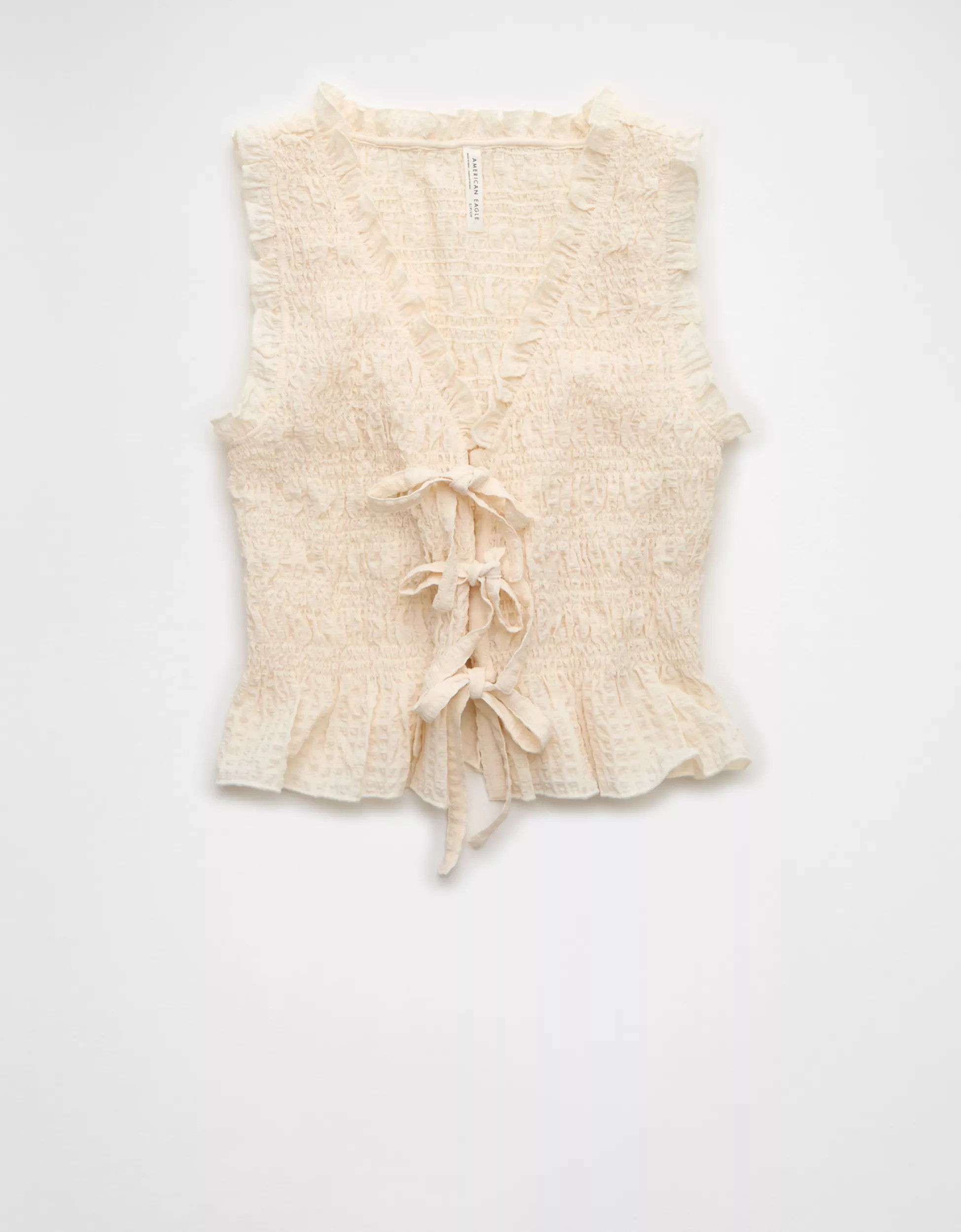 AE Tie-Front Smocked Tank Top | American Eagle Outfitters (US & CA)