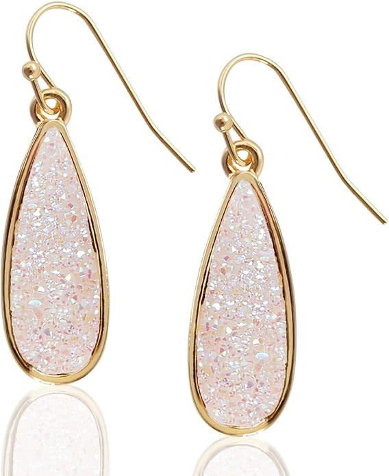 Humble Chic Teardrop Dangle Earrings for Women with Simulated Druzy Stones, in Gold, Rose Gold, o... | Amazon (US)