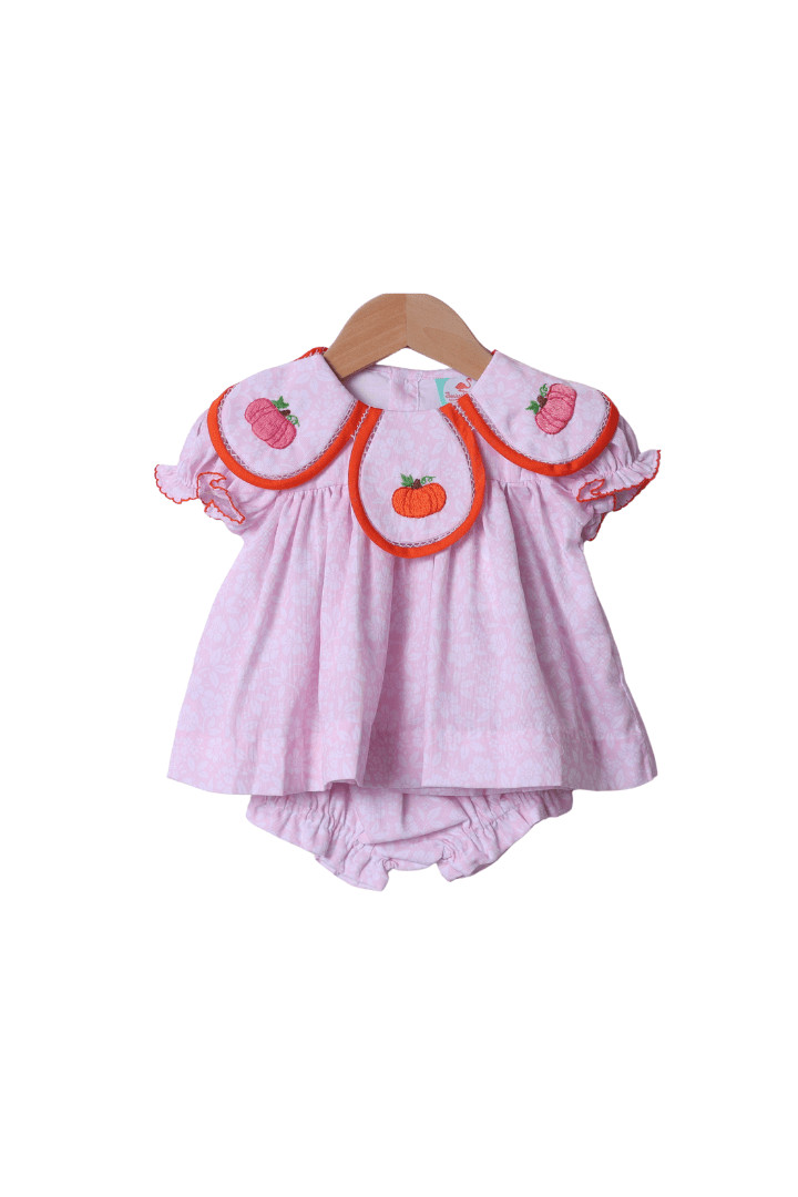 Pink Floral Tulip Pumpkin Bloomer Set | The Smocked Flamingo