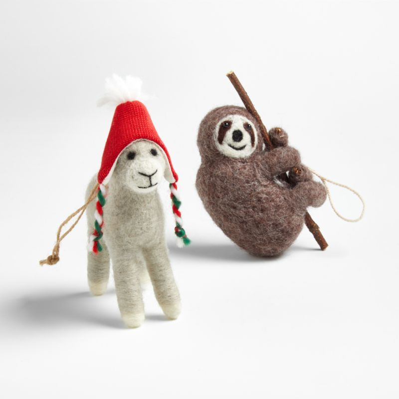 Boiled Wool Animal Christmas Tree Ornaments | Crate and Barrel | Crate & Barrel