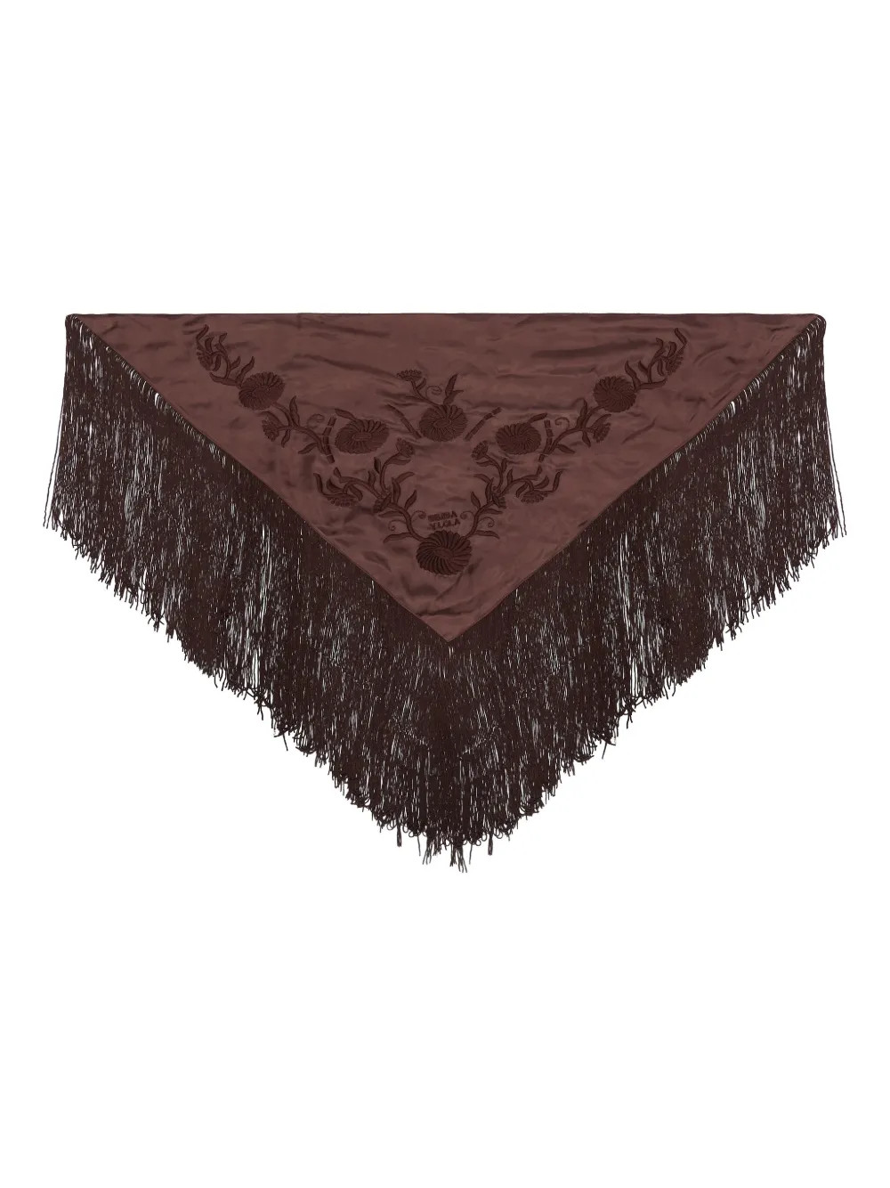 Bimba y Lola floral-embroidered Fringed Scarf | Brown | FARFETCH | Farfetch Global