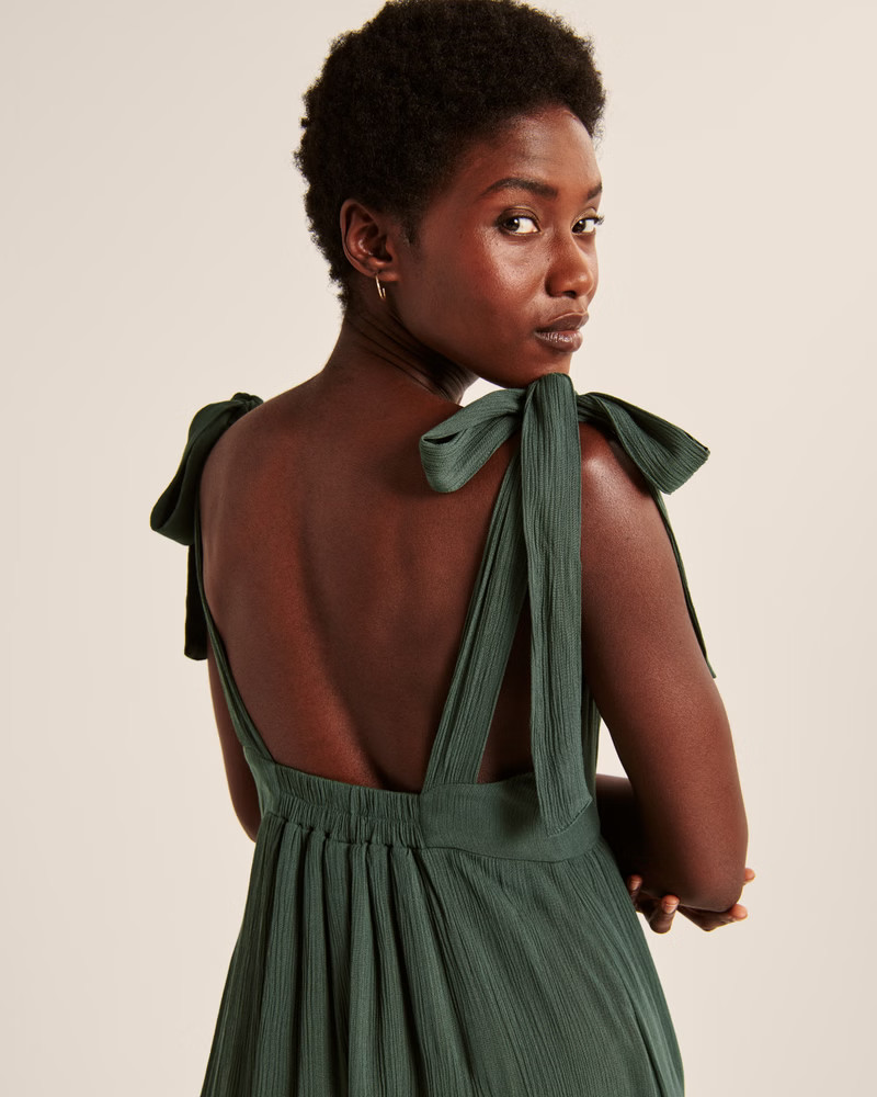 Tie-Strap Babydoll Midaxi Dress | Abercrombie & Fitch (US)