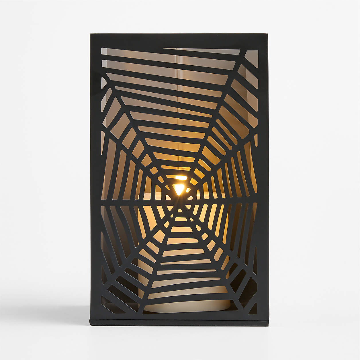 Spider Web Paper Bag Metal Lantern | Crate & Barrel | Crate & Barrel