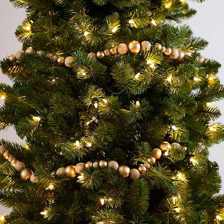 Gold and Natural Wood Bead Christmas Garland | Kirkland's Home
