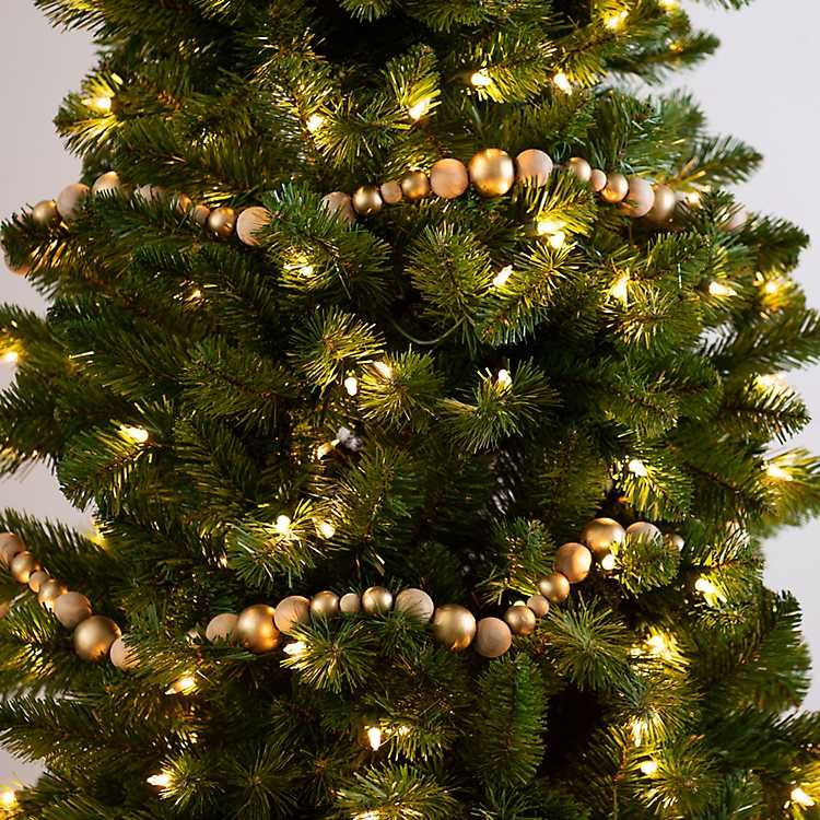 Gold and Natural Wood Bead Christmas Garland | Kirkland's Home
