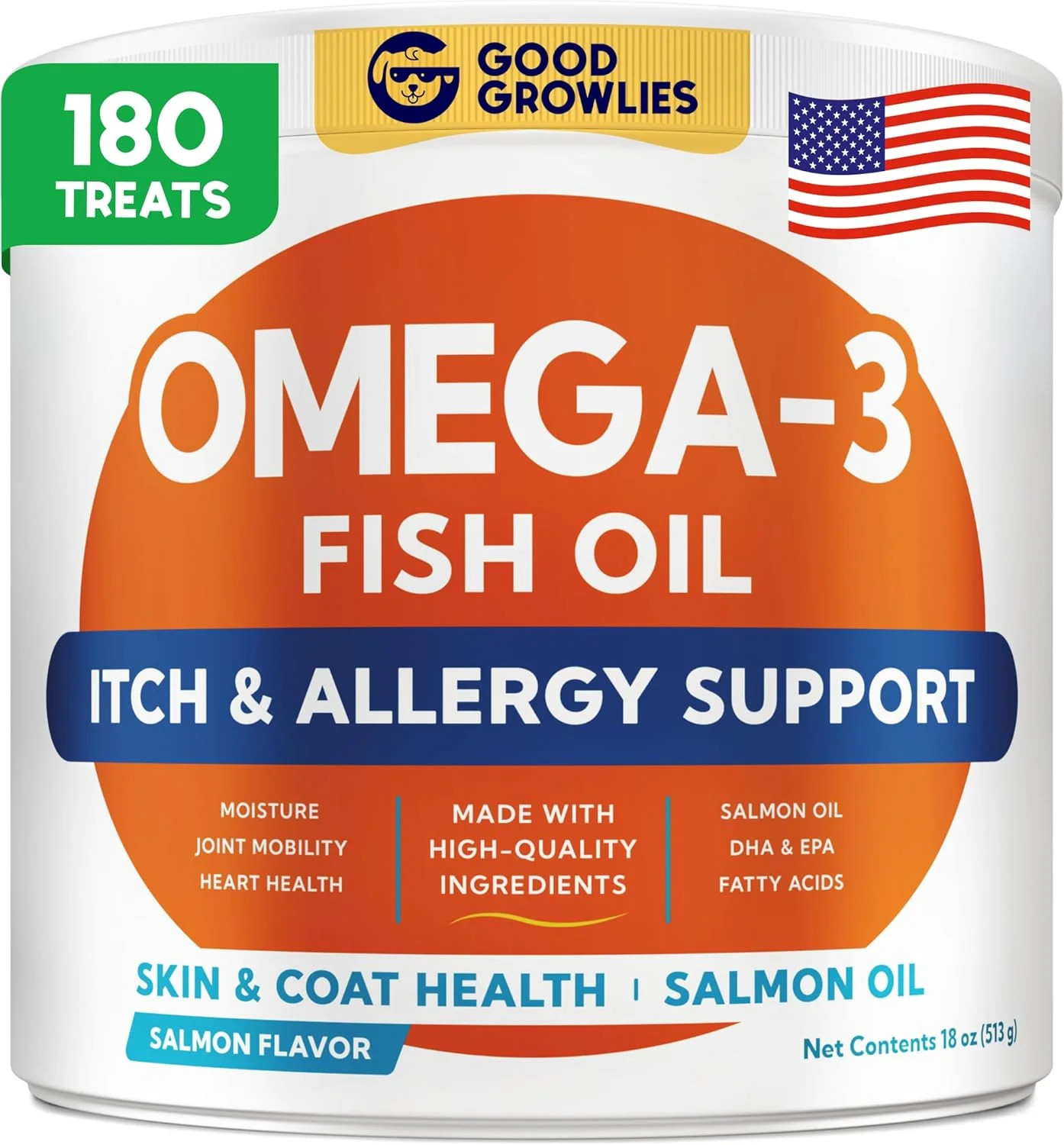 Chews with Salmon Oil for Dogs (180 Ct), Omega 3 & Fish Oil for Dogs - Dog Allergy Relief & Itchy... | Walmart (US)